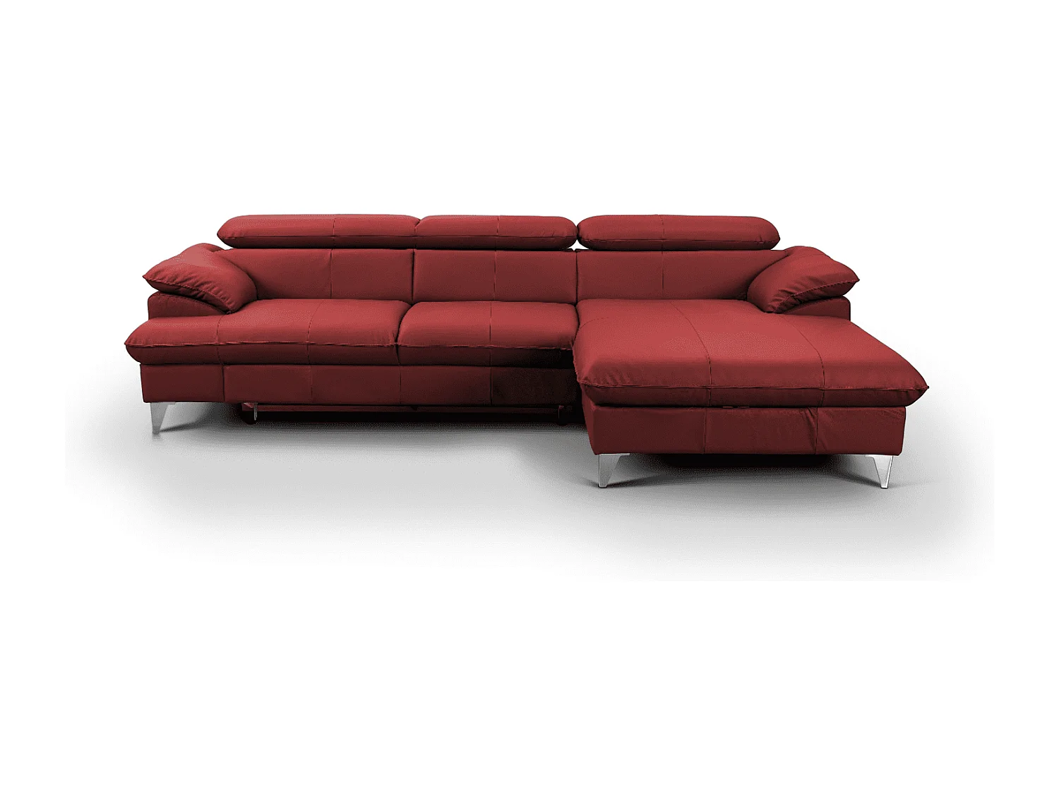 MYHOMELANDO David hoekbank echt leer – L-vorm met slaapfunctie, opbergruimte en verstelbare hoofdsteunen