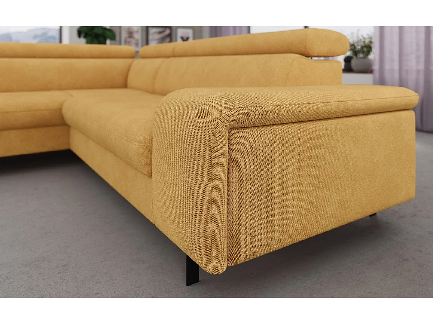 MYHOMELANDO Emma hoekbank – L-vorm met slaapfunctie en opbergruimte, verstelbare hoofdsteunen