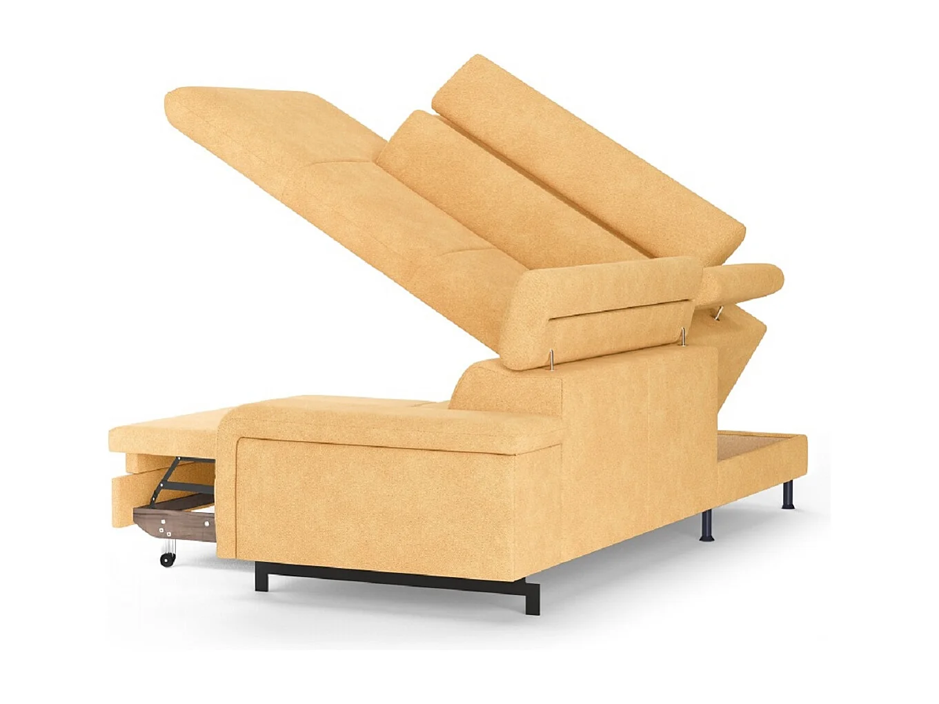 MYHOMELANDO Emma hoekbank – L-vorm met slaapfunctie en opbergruimte, verstelbare hoofdsteunen