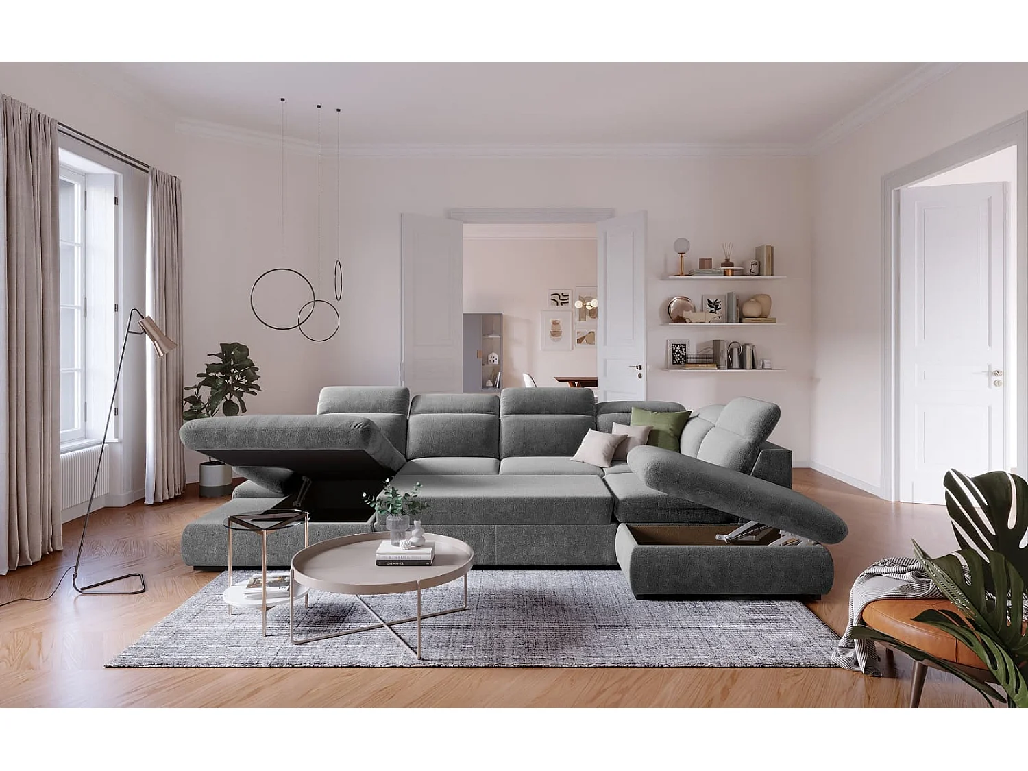 MYHOMELANDO Lorena woonlandschap – U-vorm met slaapfunctie en opbergruimte