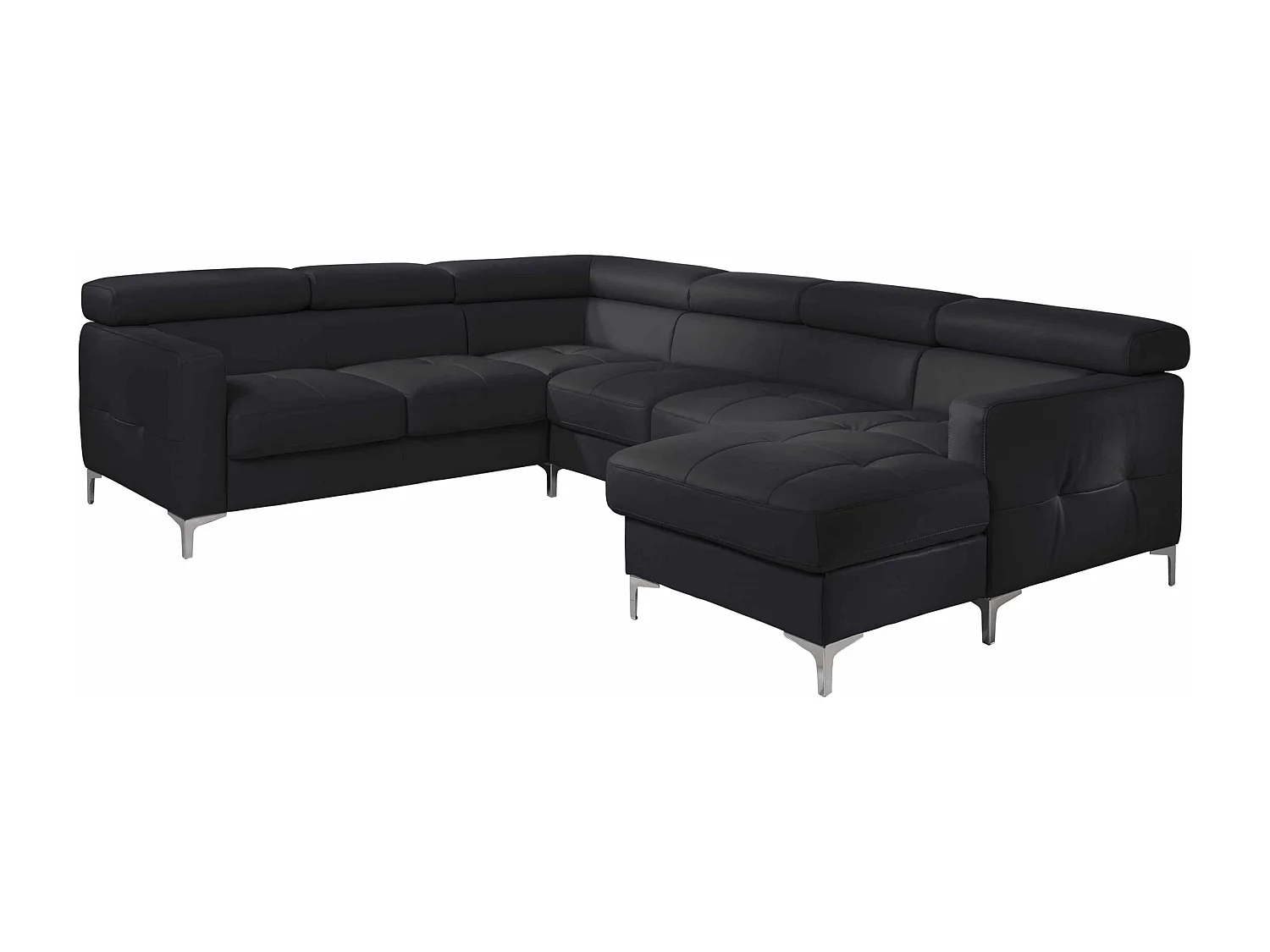 MYHOMELANDO Sammy echt leren woonlandschap – U-vorm met slaapfunctie, opbergruimte en verstelbare hoofdsteunen