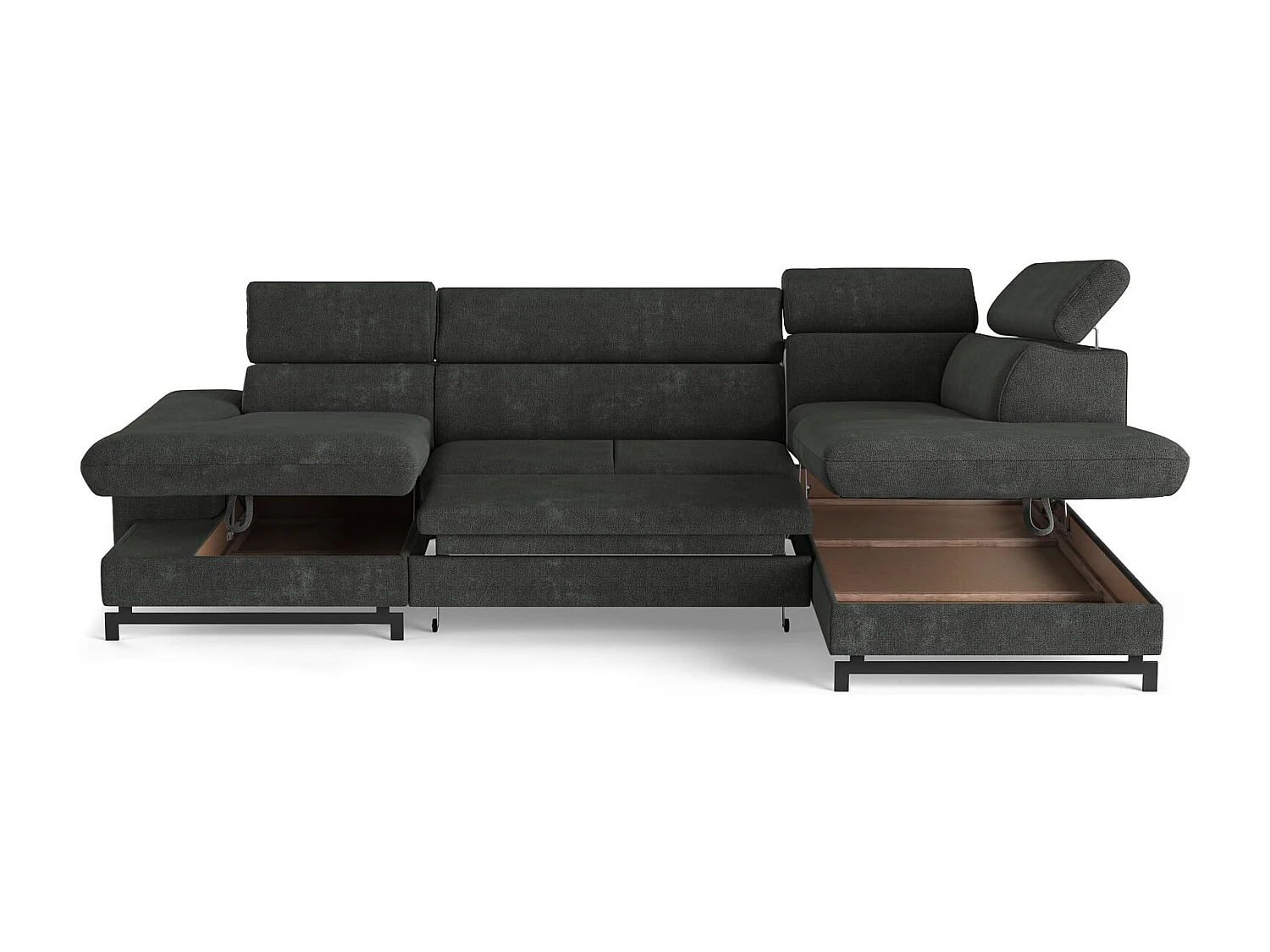 MYHOMELANDO Emma woonlandschap – U-vorm met slaapfunctie en opbergruimte, Orlando-stof