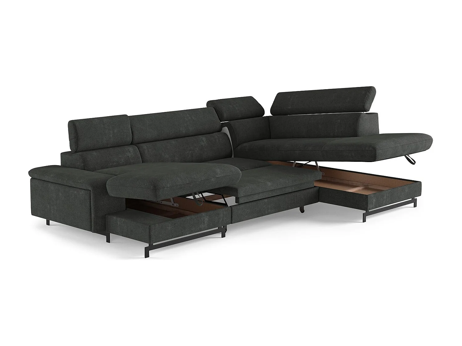 MYHOMELANDO Emma woonlandschap – U-vorm met slaapfunctie en opbergruimte, Orlando-stof