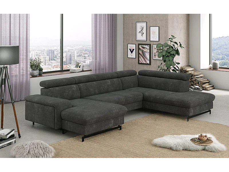 MYHOMELANDO Emma woonlandschap – U-vorm met slaapfunctie en opbergruimte, Orlando-stof