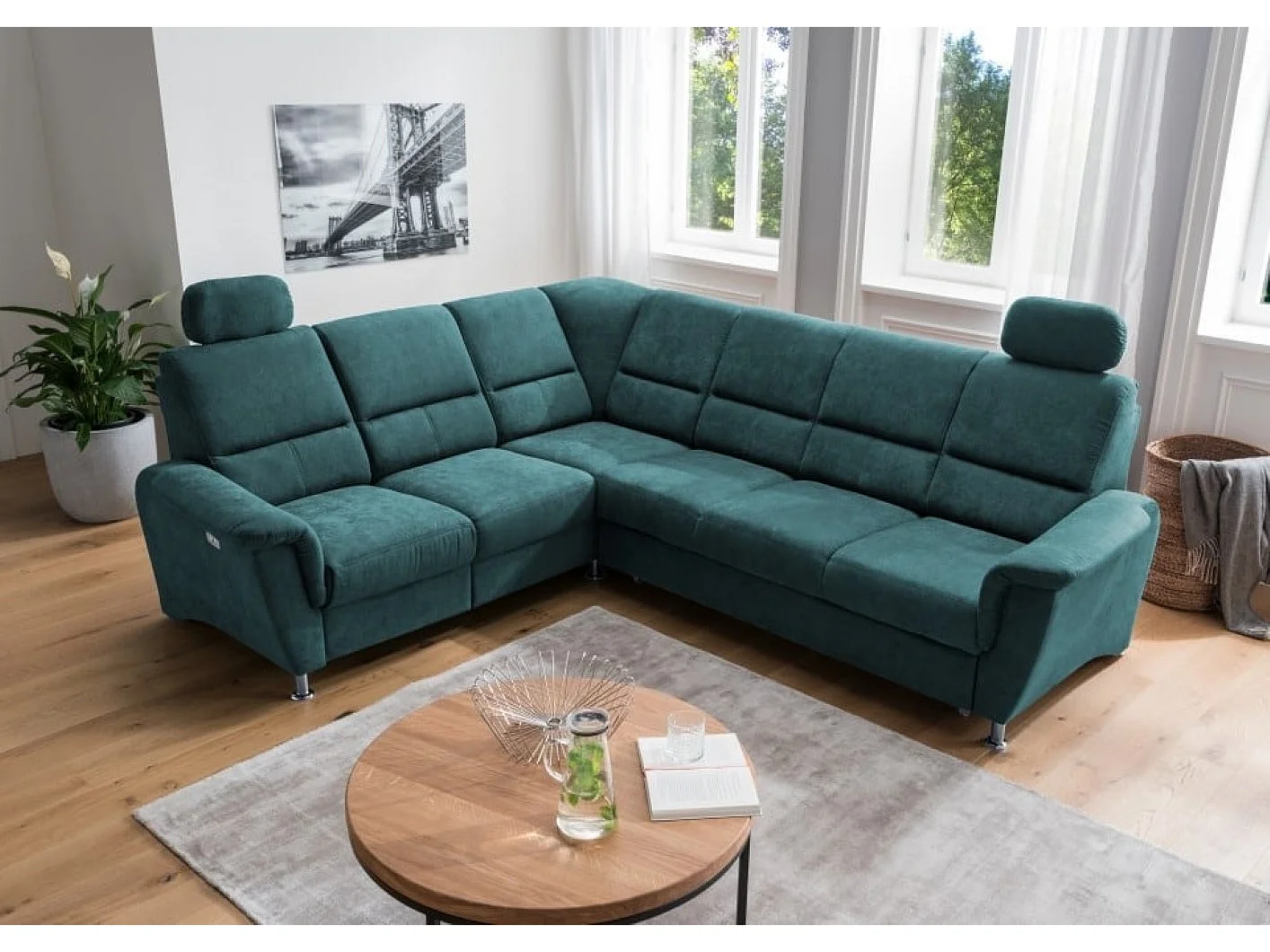 MYHOMELANDO Paris Ecksofa – Schlaffunktion, elektrische Relaxfunktion, USB-Anschluss
