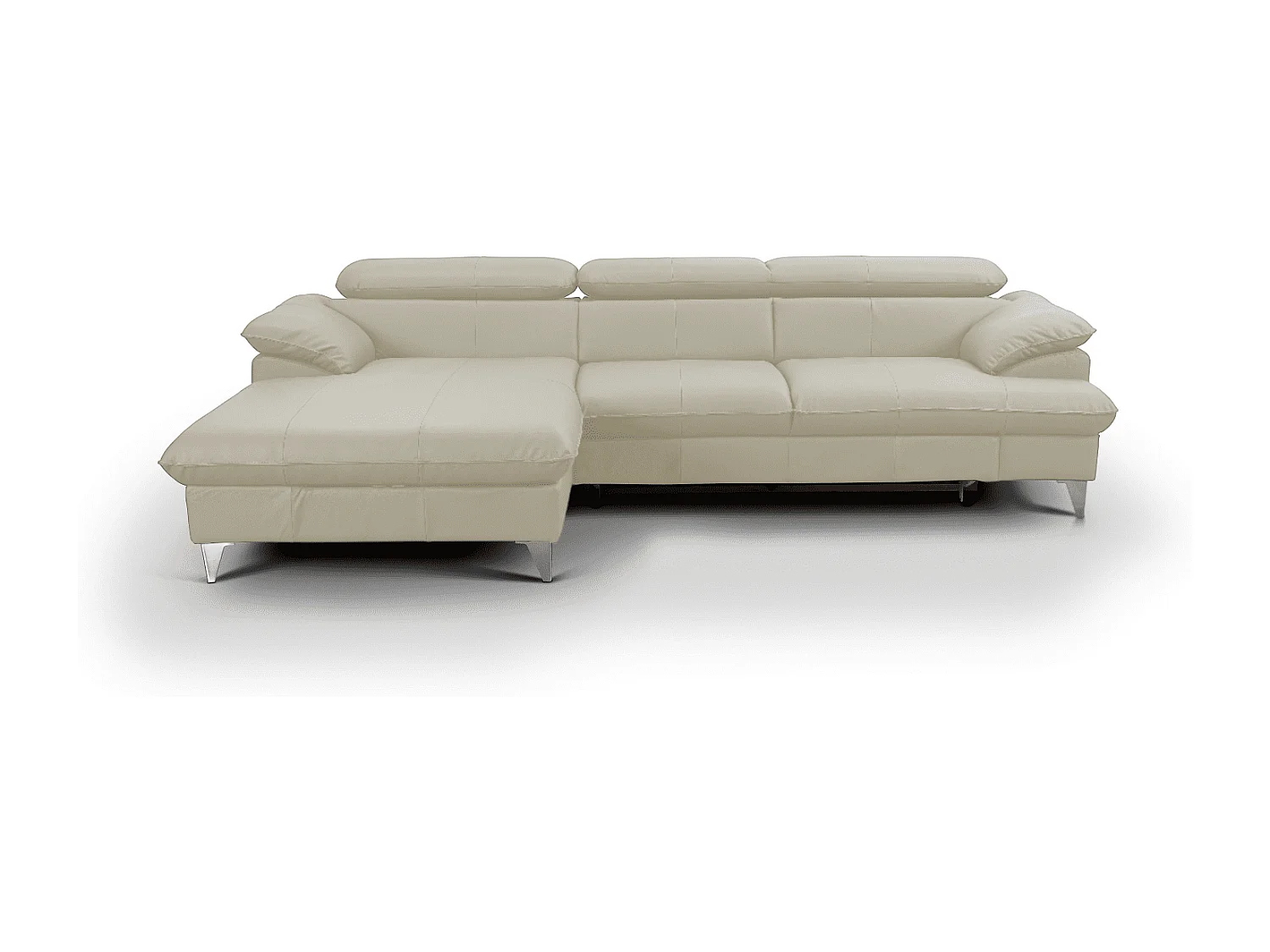 MYHOMELANDO David hoekbank echt leer – L-vorm met slaapfunctie, opbergruimte en verstelbare hoofdsteunen