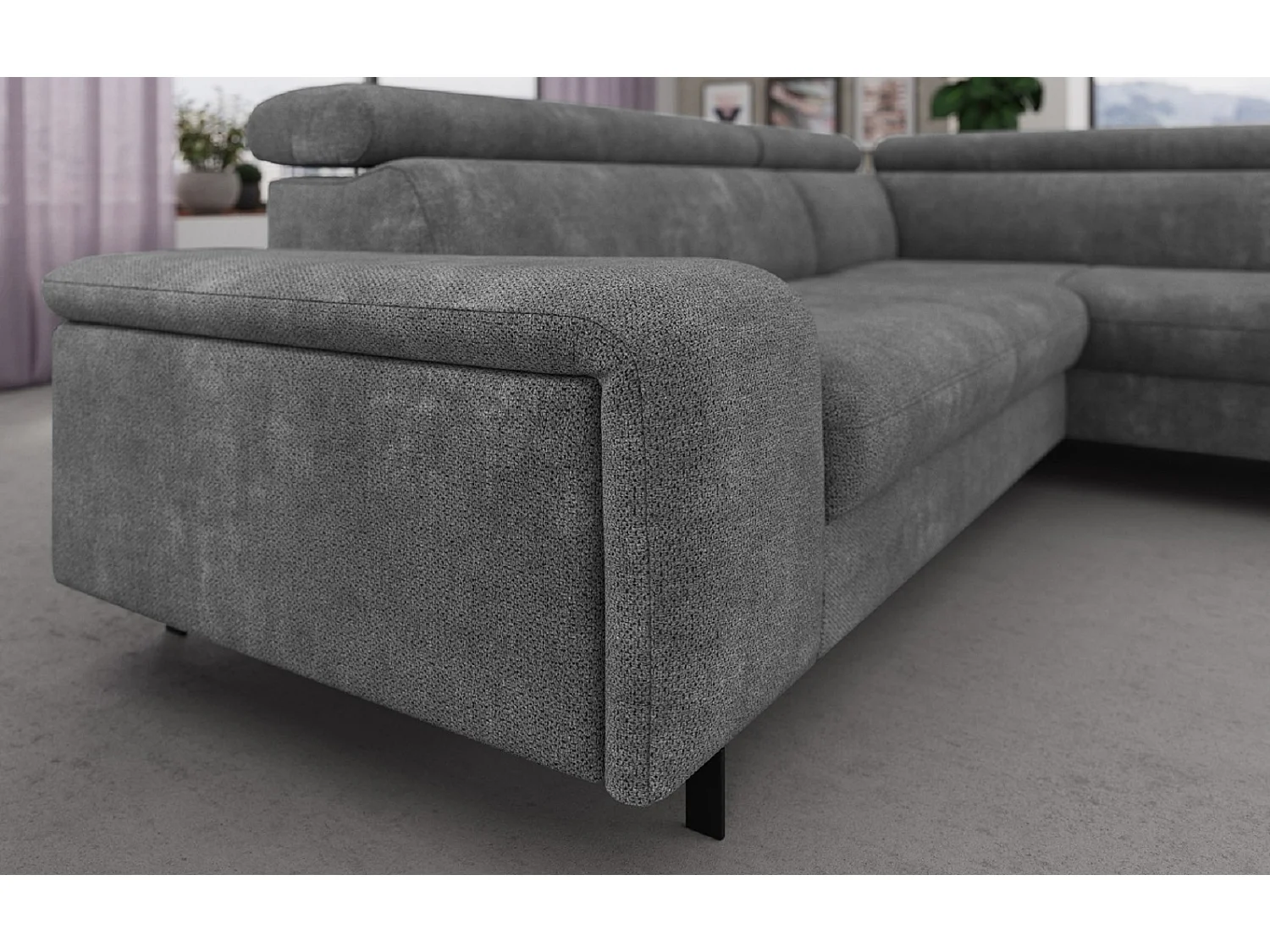 MYHOMELANDO Emma hoekbank – L-vorm met slaapfunctie en opbergruimte, verstelbare hoofdsteunen