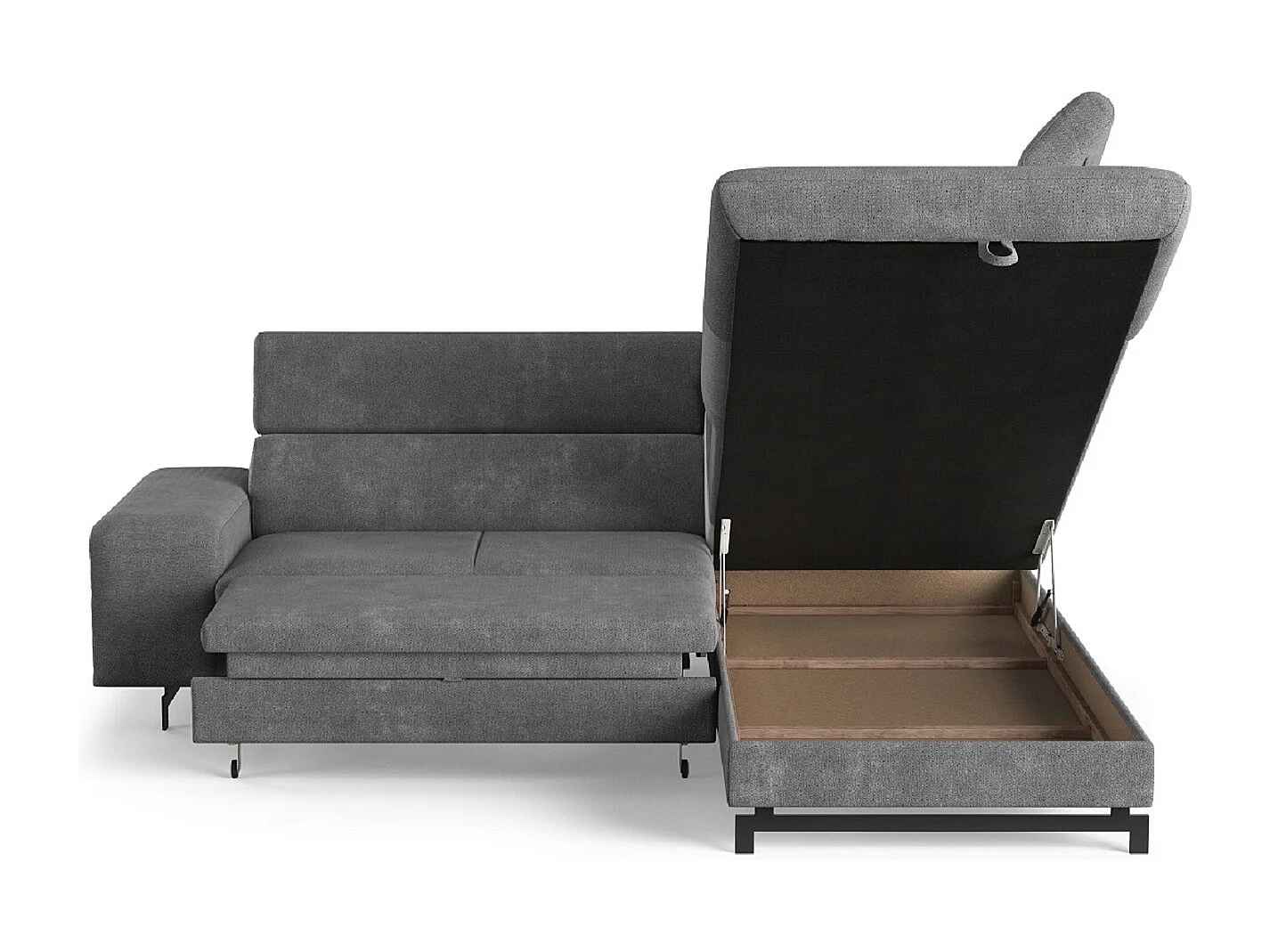 MYHOMELANDO Emma hoekbank – L-vorm met slaapfunctie en opbergruimte, verstelbare hoofdsteunen