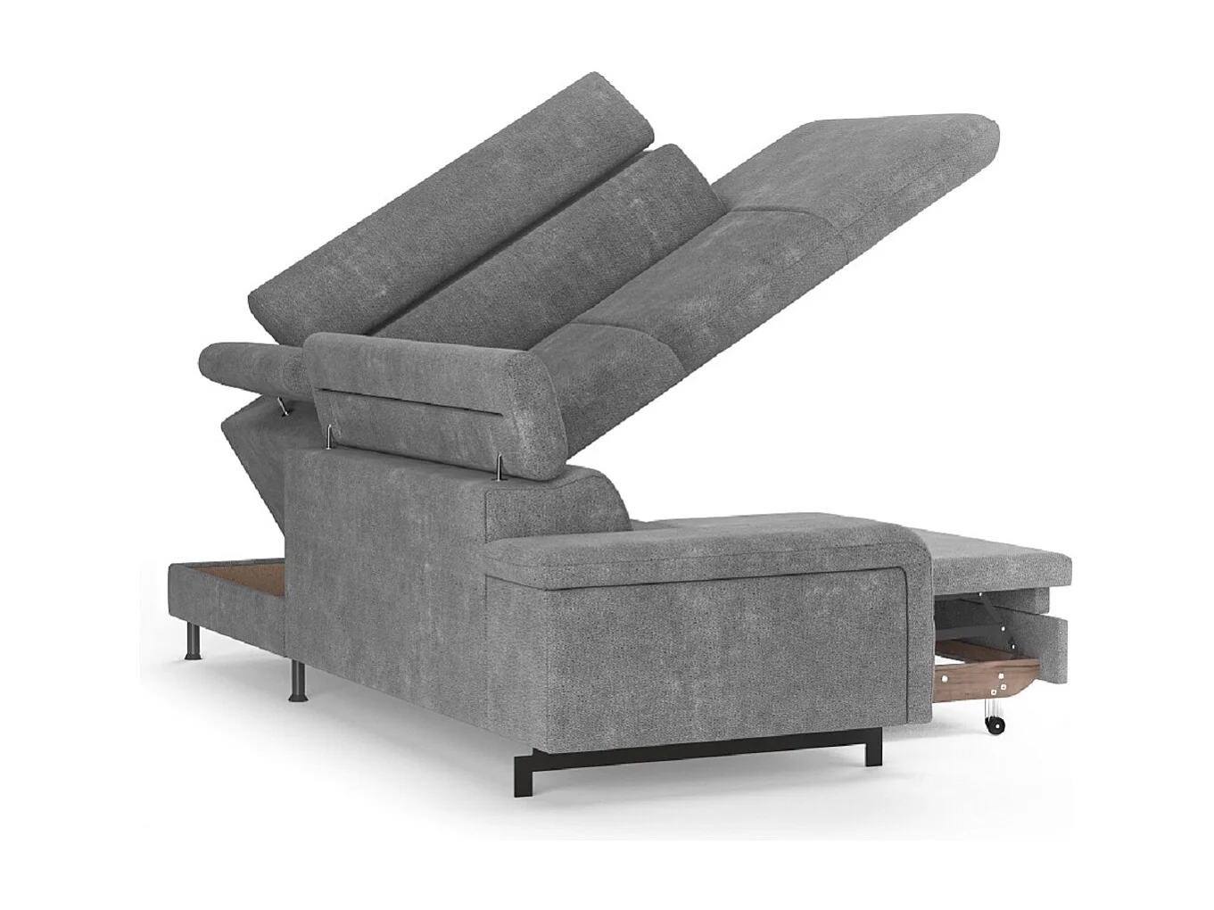 MYHOMELANDO Emma hoekbank – L-vorm met slaapfunctie en opbergruimte, verstelbare hoofdsteunen