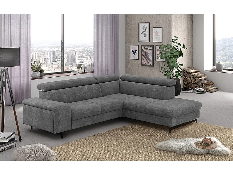 MYHOMELANDO Emma hoekbank – L-vorm met slaapfunctie en opbergruimte, verstelbare hoofdsteunen