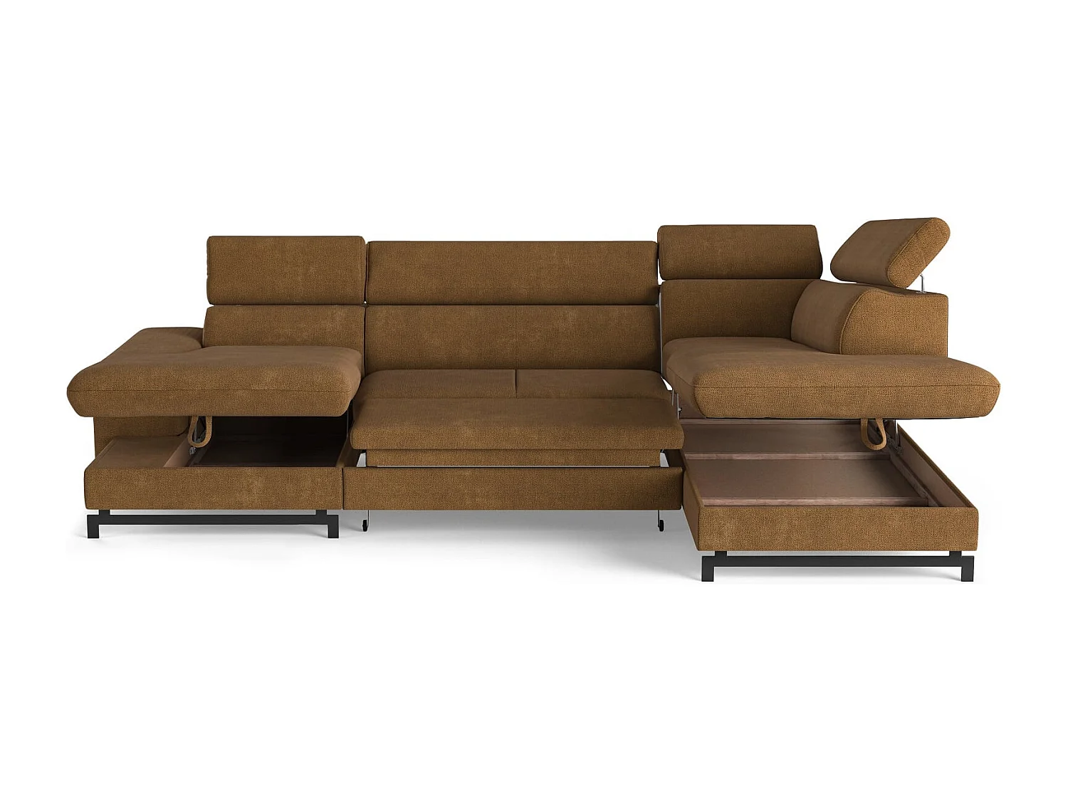 MYHOMELANDO Emma woonlandschap – U-vorm met slaapfunctie en opbergruimte, Orlando-stof