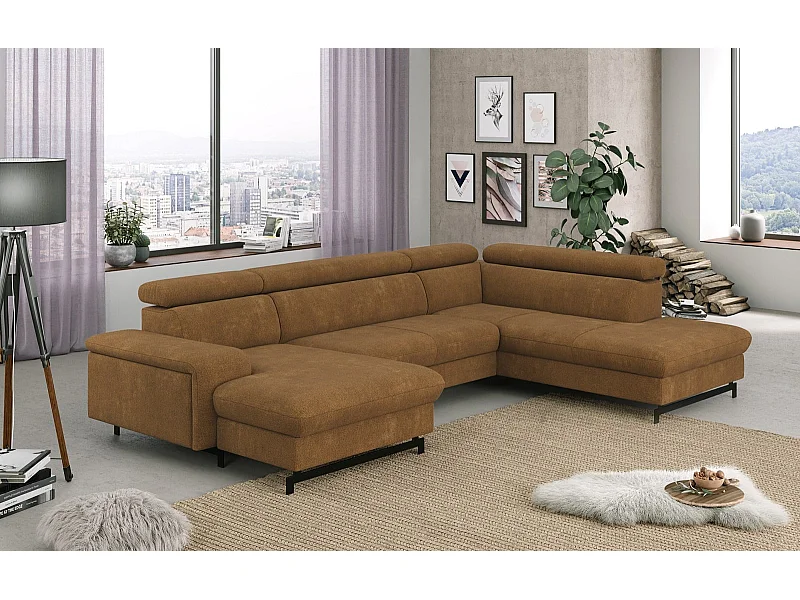 MYHOMELANDO Emma woonlandschap – U-vorm met slaapfunctie en opbergruimte, Orlando-stof