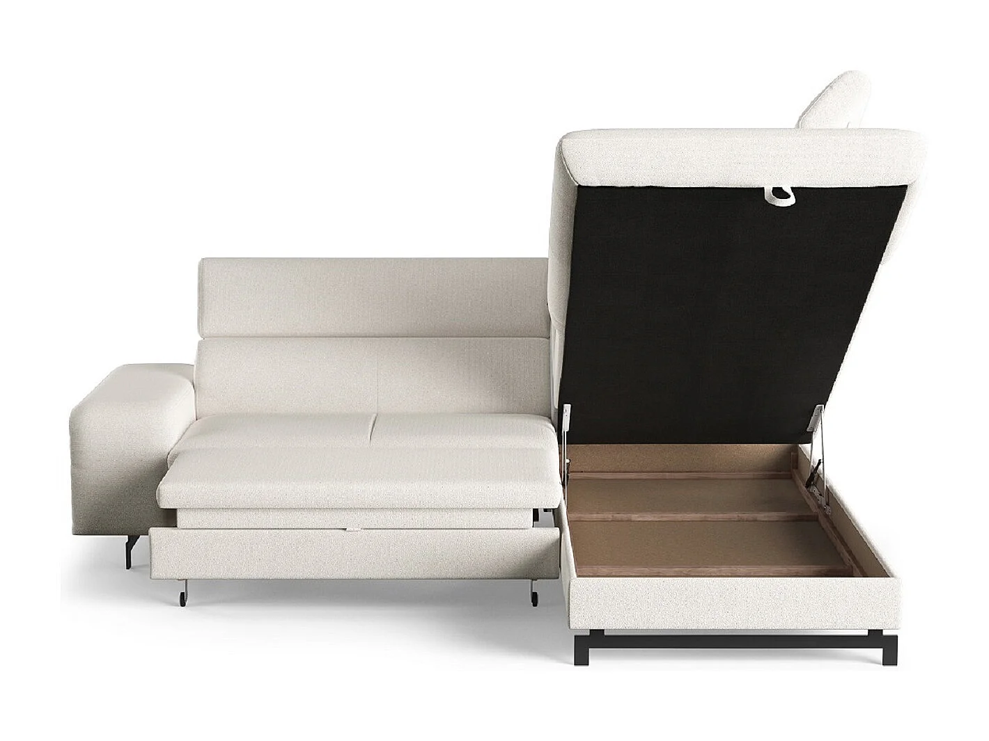 MYHOMELANDO Emma hoekbank – L-vorm met slaapfunctie en opbergruimte, verstelbare hoofdsteunen