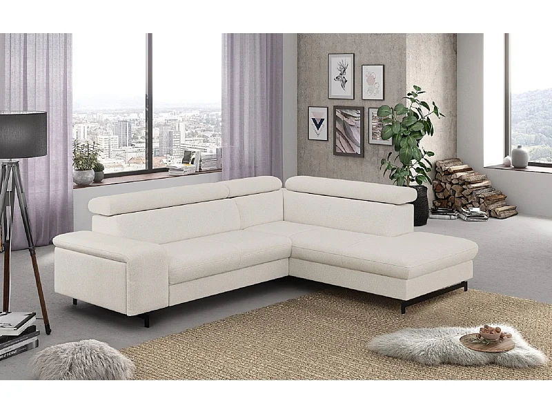 MYHOMELANDO Emma hoekbank – L-vorm met slaapfunctie en opbergruimte, verstelbare hoofdsteunen