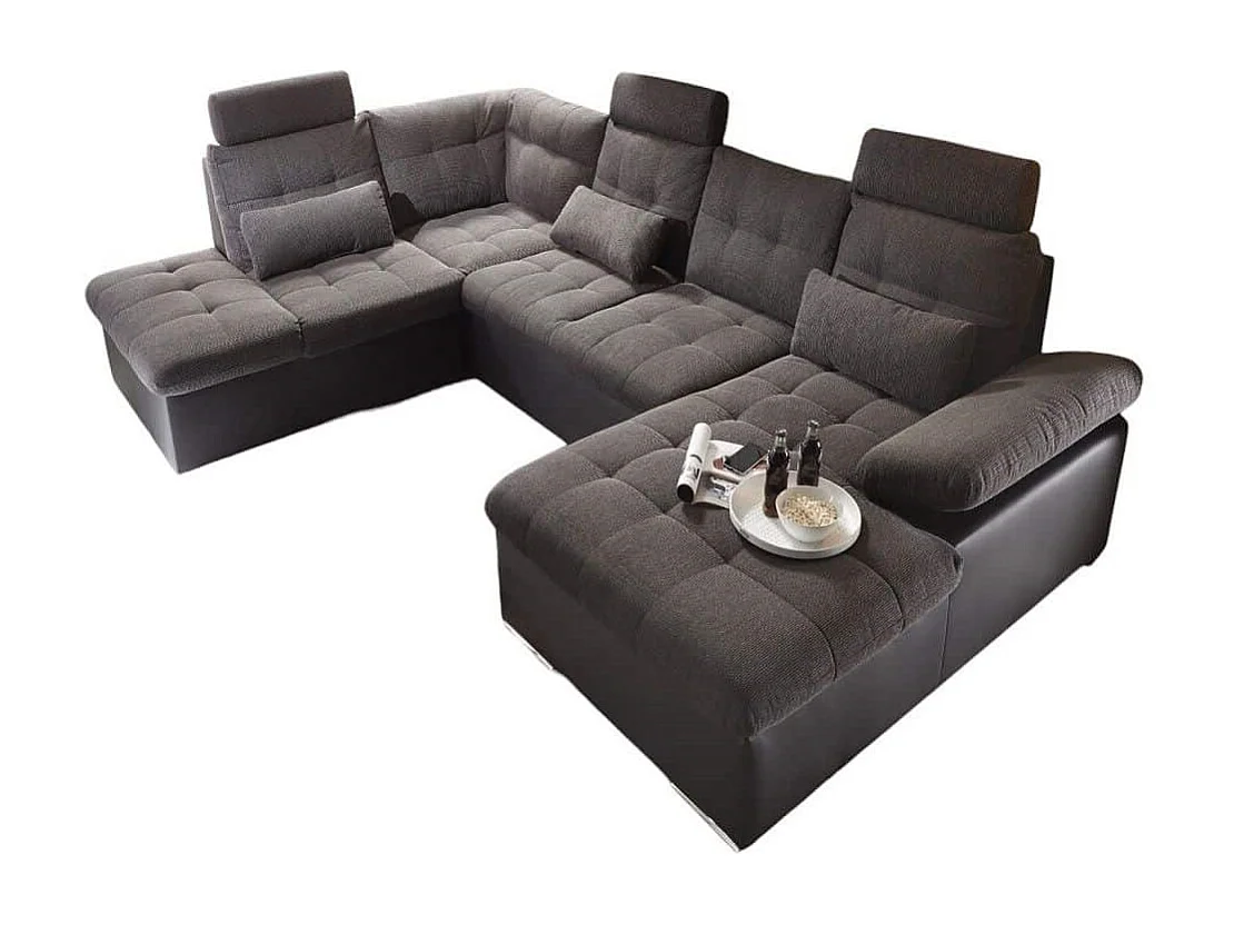 MYHOMELANDO Jakarta Wohnlandschaft – U-Form mit Schlaffunktion und Bettkasten