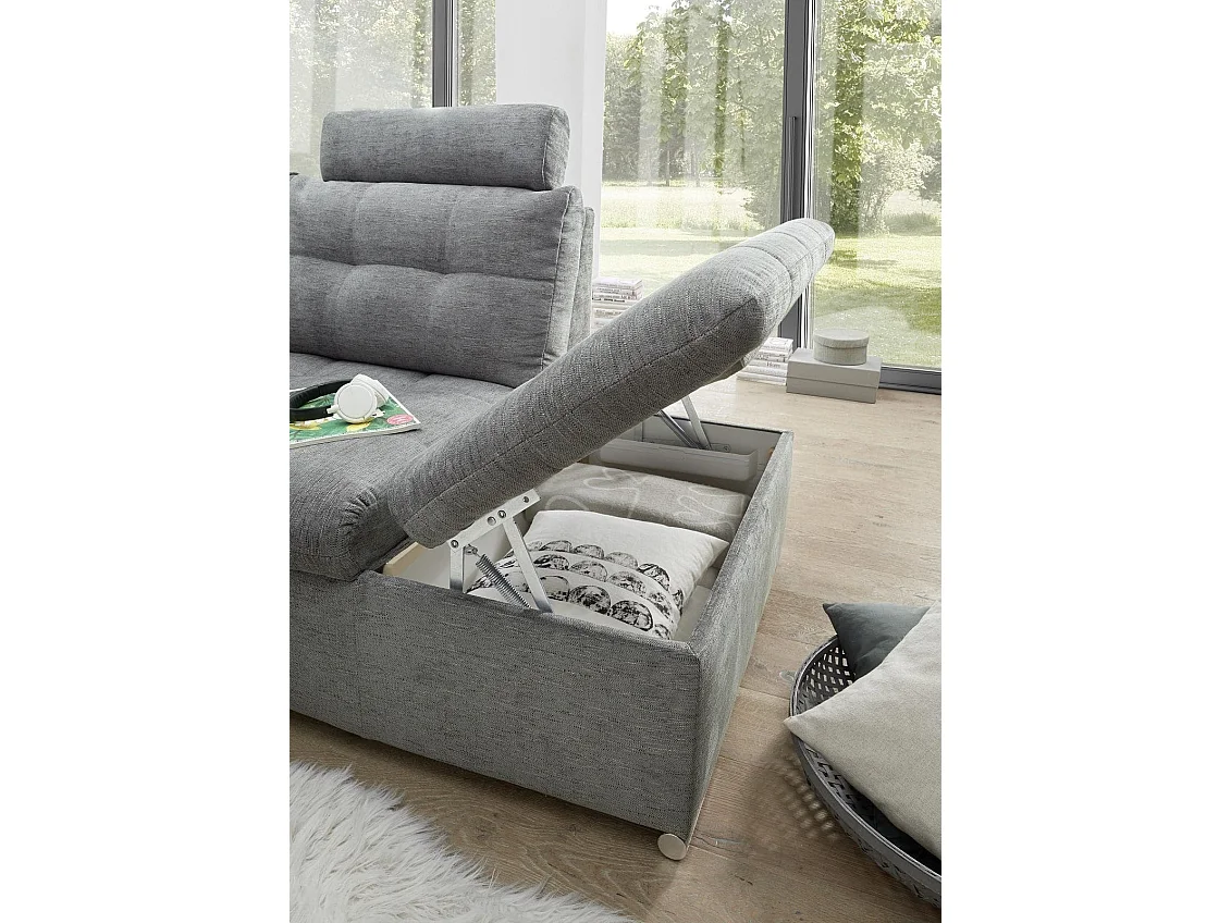 MYHOMELANDO Brest canapé panoramique – forme en U avec fonction couchage et coffre de rangement