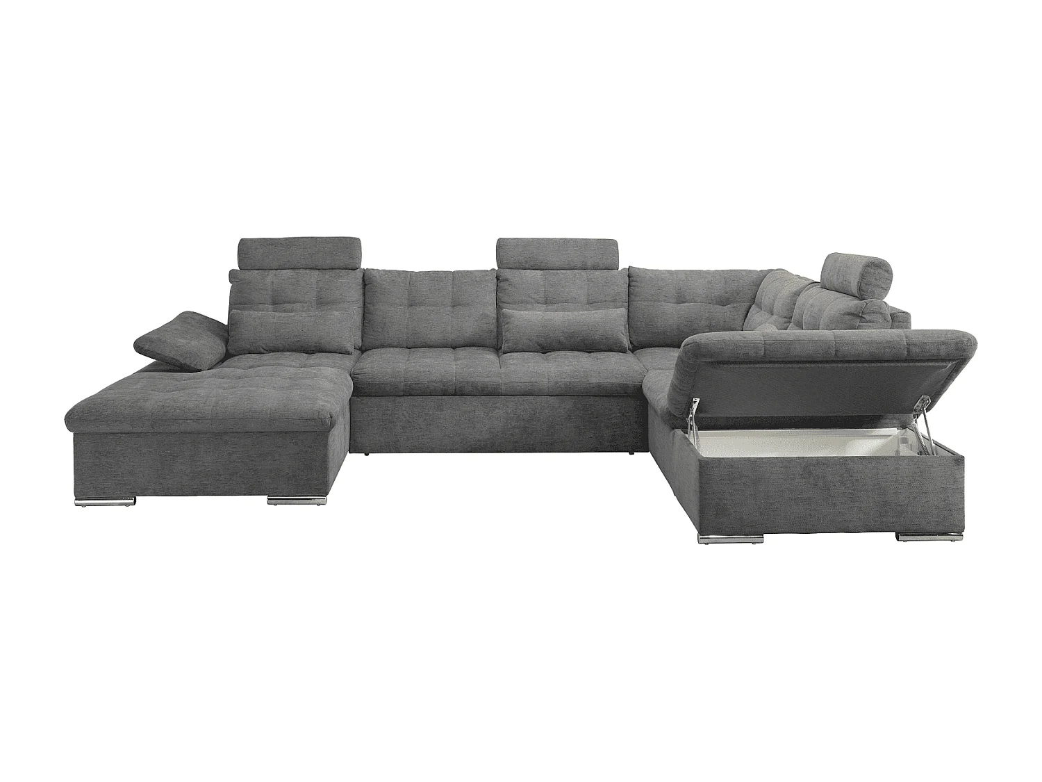 MYHOMELANDO Brest canapé panoramique – forme en U avec fonction couchage et coffre de rangement