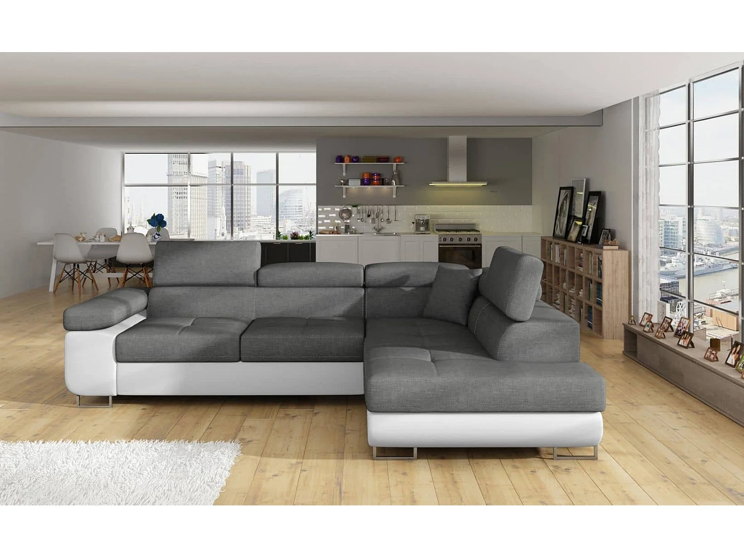 MYHOMELANDO hoekbank Anton – L-vorm met slaapfunctie en opbergruimte, Sawanna- & Soft-stof