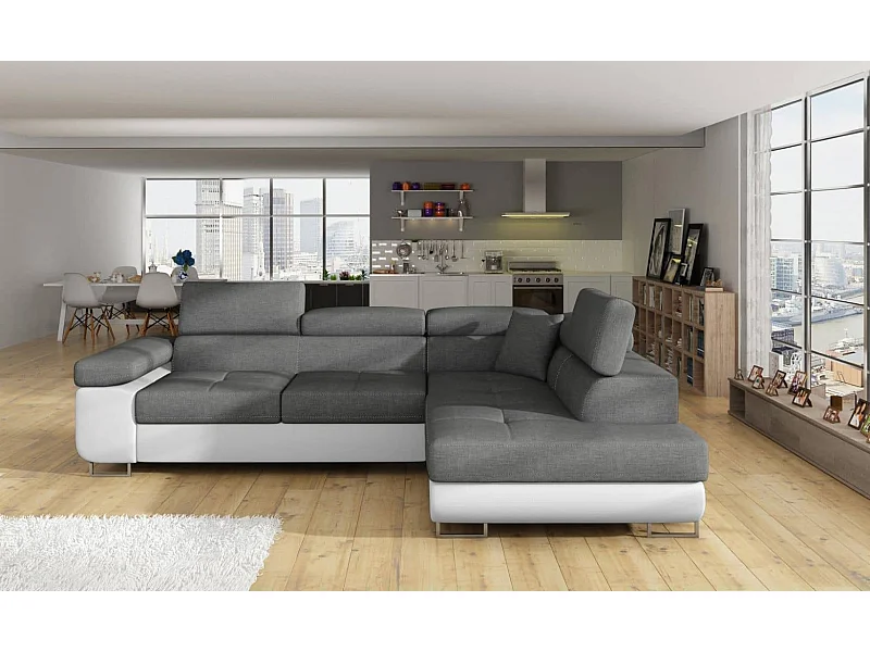 MYHOMELANDO hoekbank Anton – L-vorm met slaapfunctie en opbergruimte, Sawanna- & Soft-stof