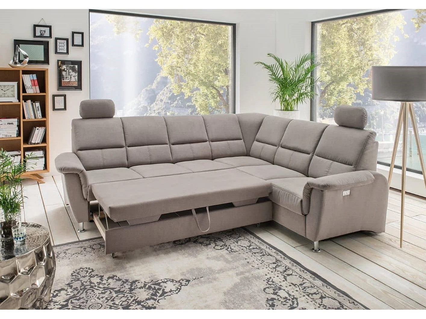 MYHOMELANDO Paris Ecksofa – Schlaffunktion, elektrische Relaxfunktion, USB-Anschluss