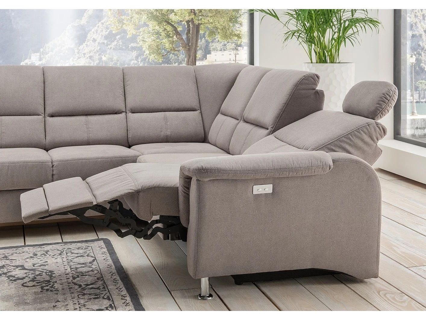 MYHOMELANDO Paris Ecksofa – Schlaffunktion, elektrische Relaxfunktion, USB-Anschluss