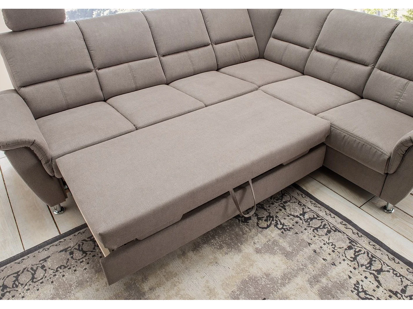 MYHOMELANDO Paris Ecksofa – Schlaffunktion, elektrische Relaxfunktion, USB-Anschluss