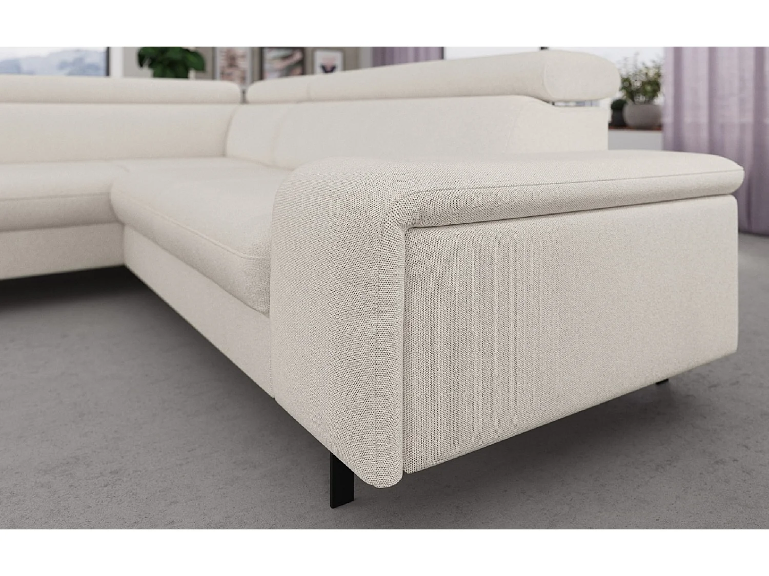 MYHOMELANDO Emma hoekbank – L-vorm met slaapfunctie en opbergruimte, verstelbare hoofdsteunen