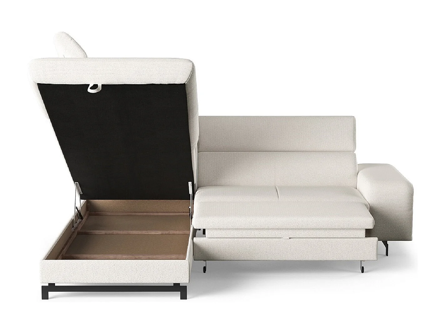 MYHOMELANDO Emma hoekbank – L-vorm met slaapfunctie en opbergruimte, verstelbare hoofdsteunen