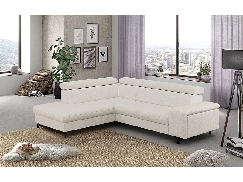 MYHOMELANDO Emma hoekbank – L-vorm met slaapfunctie en opbergruimte, verstelbare hoofdsteunen