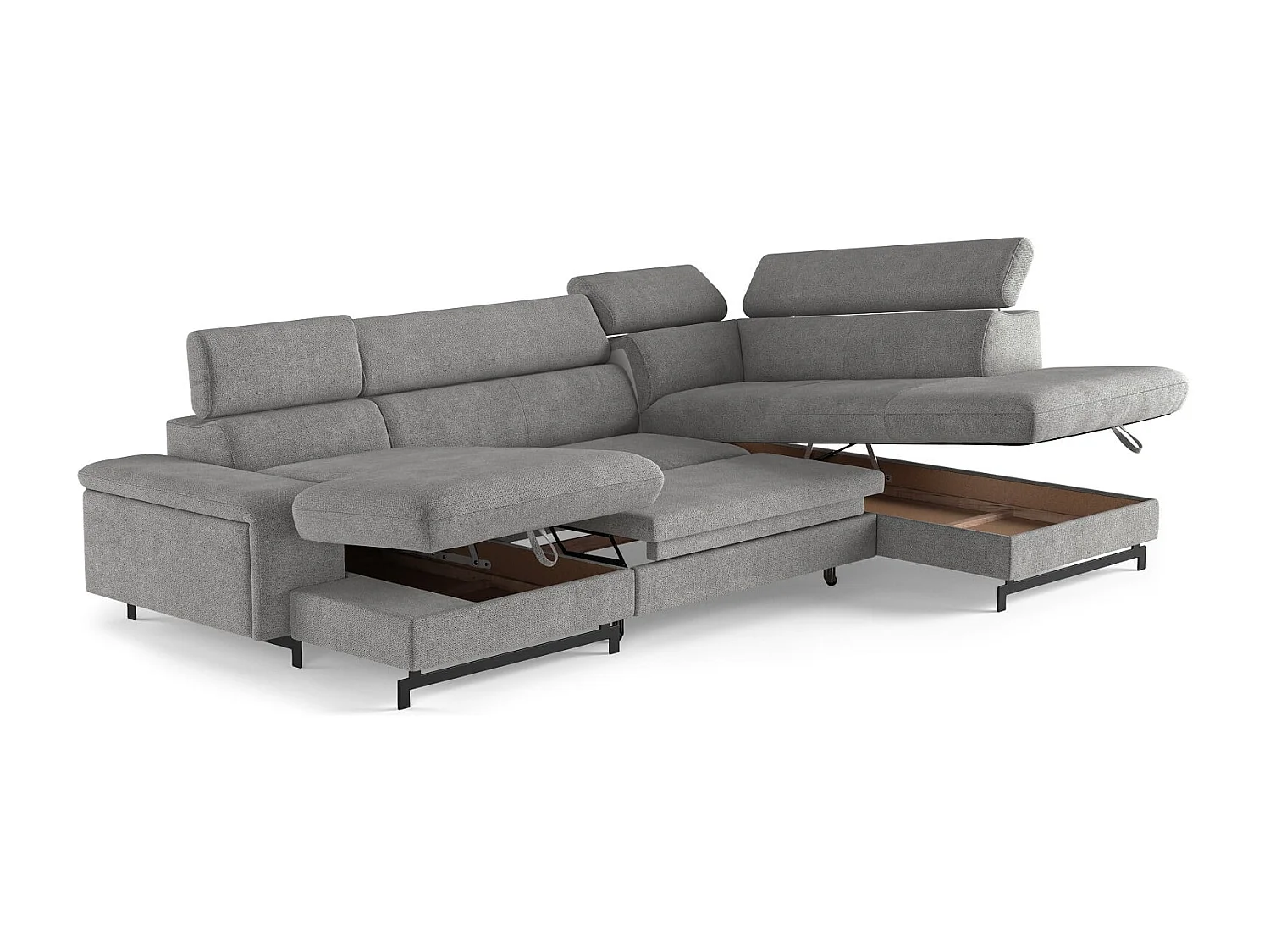 MYHOMELANDO Emma woonlandschap – U-vorm met slaapfunctie en opbergruimte, Orlando-stof