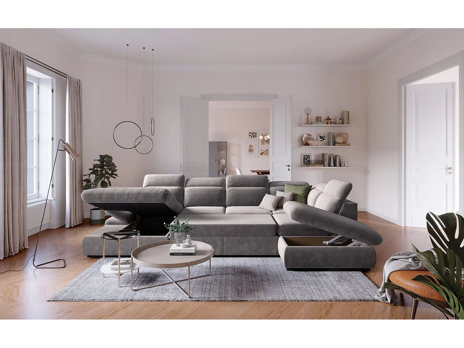 MYHOMELANDO Lorena woonlandschap – U-vorm met slaapfunctie en opbergruimte