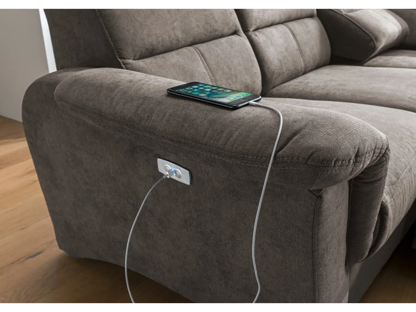 MYHOMELANDO Paris hoekbank – slaapfunctie, elektrische relaxfunctie, USB-aansluiting