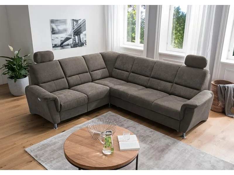 MYHOMELANDO Paris canapé d’angle – fonction couchage, fonction relax électrique, port USB