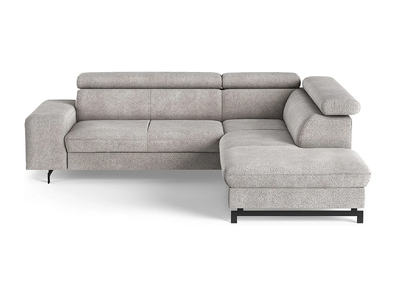 MYHOMELANDO Emma canapé d’angle – forme en L avec fonction couchage et coffre de rangement, appuie-têtes réglables