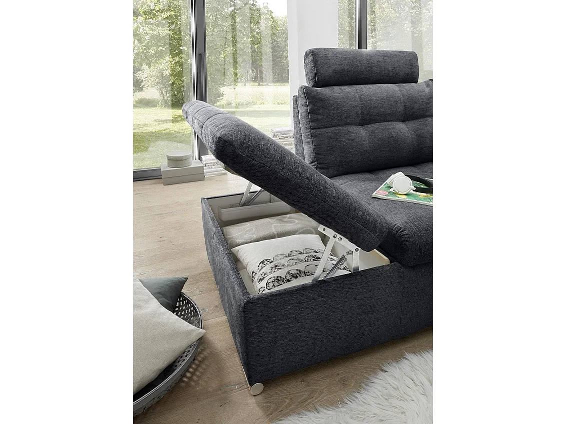 MYHOMELANDO Brest canapé panoramique – forme en U avec fonction couchage et coffre de rangement