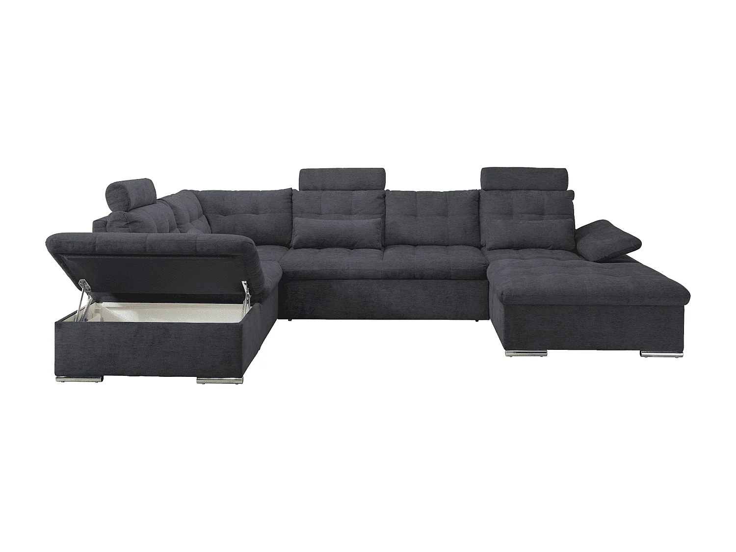 MYHOMELANDO Brest canapé panoramique – forme en U avec fonction couchage et coffre de rangement