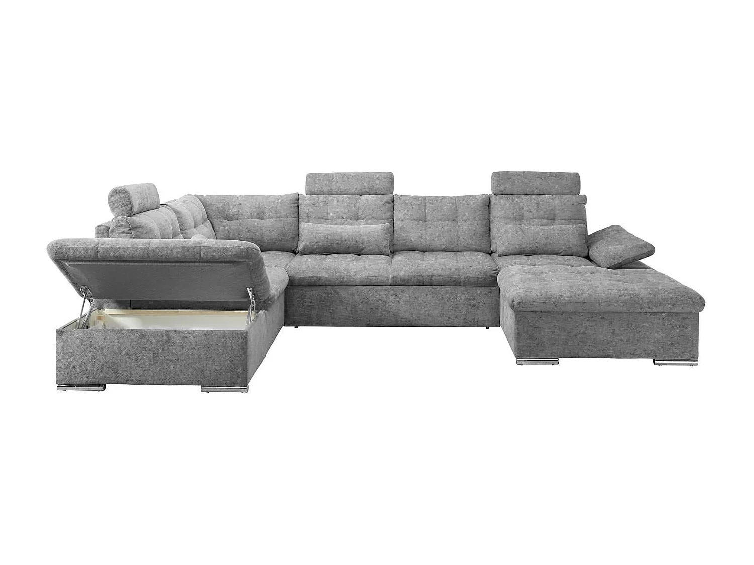 MYHOMELANDO Brest canapé panoramique – forme en U avec fonction couchage et coffre de rangement