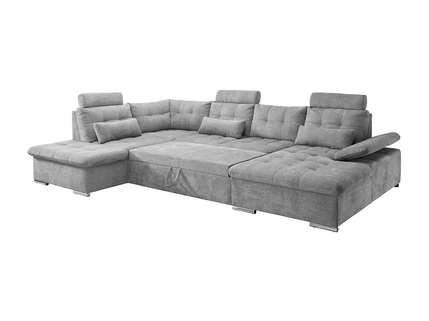 MYHOMELANDO Brest canapé panoramique – forme en U avec fonction couchage et coffre de rangement