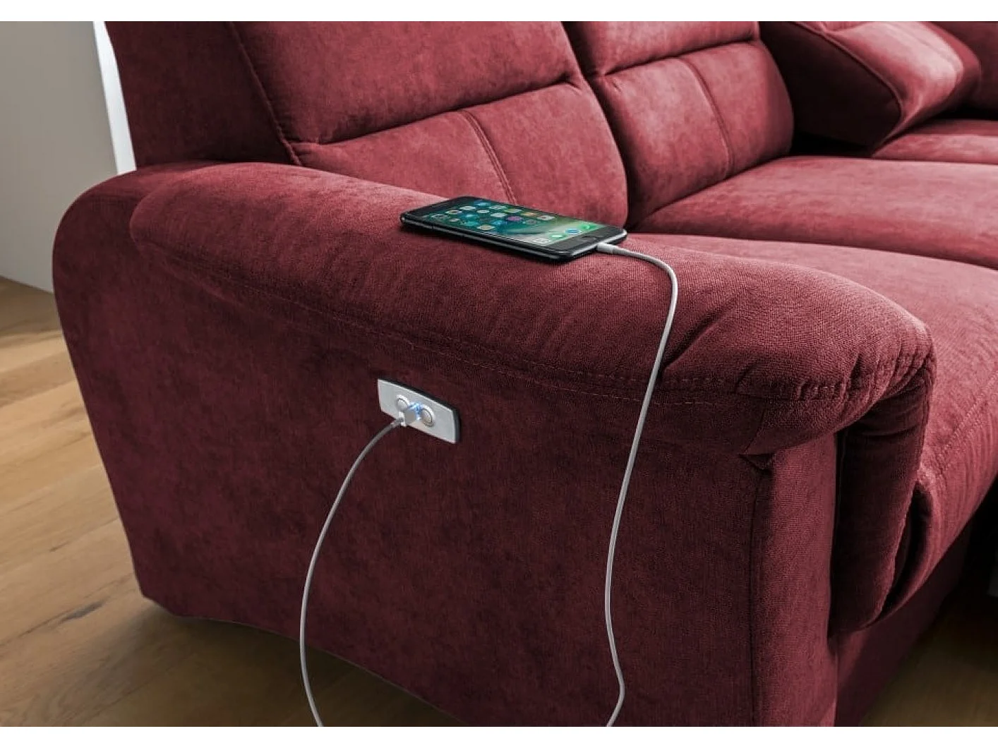 MYHOMELANDO Paris hoekbank – slaapfunctie, elektrische relaxfunctie, USB-aansluiting