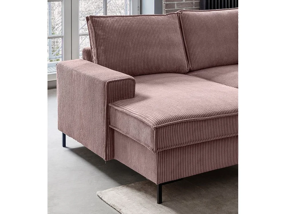 MYHOMELANDO Jerome Wohnlandschaft – U-Form Schlaffunktion und Bettkasten, Cordstoff