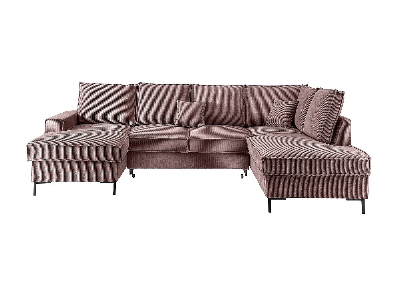 MYHOMELANDO Jerome Wohnlandschaft – U-Form Schlaffunktion und Bettkasten, Cordstoff