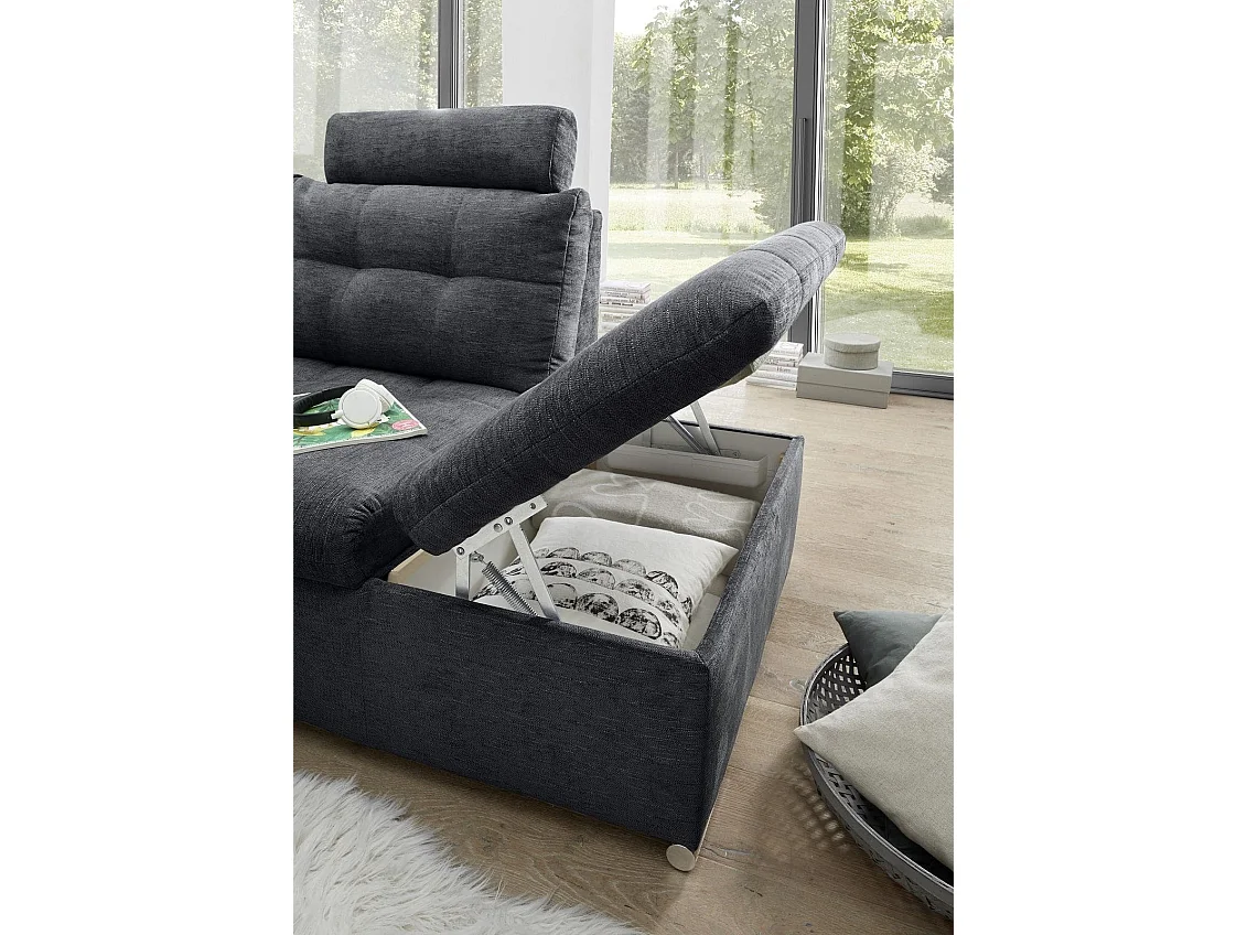 MYHOMELANDO Brest canapé panoramique – forme en U avec fonction couchage et coffre de rangement