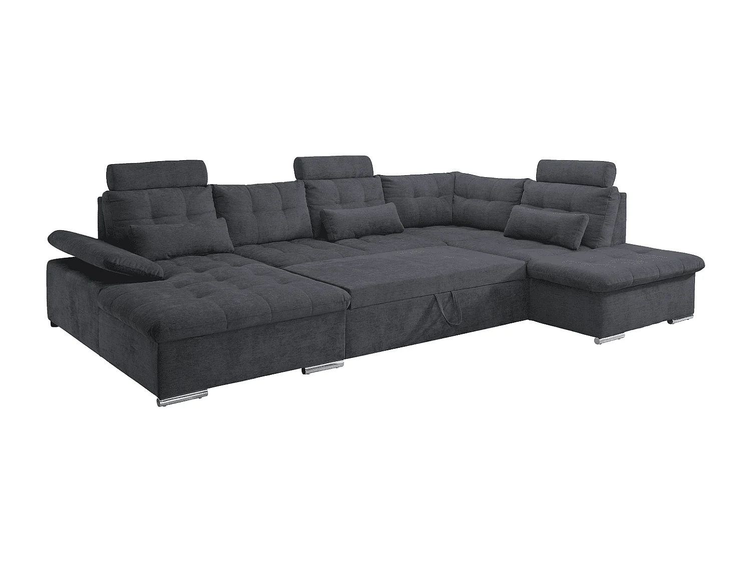 MYHOMELANDO Brest canapé panoramique – forme en U avec fonction couchage et coffre de rangement