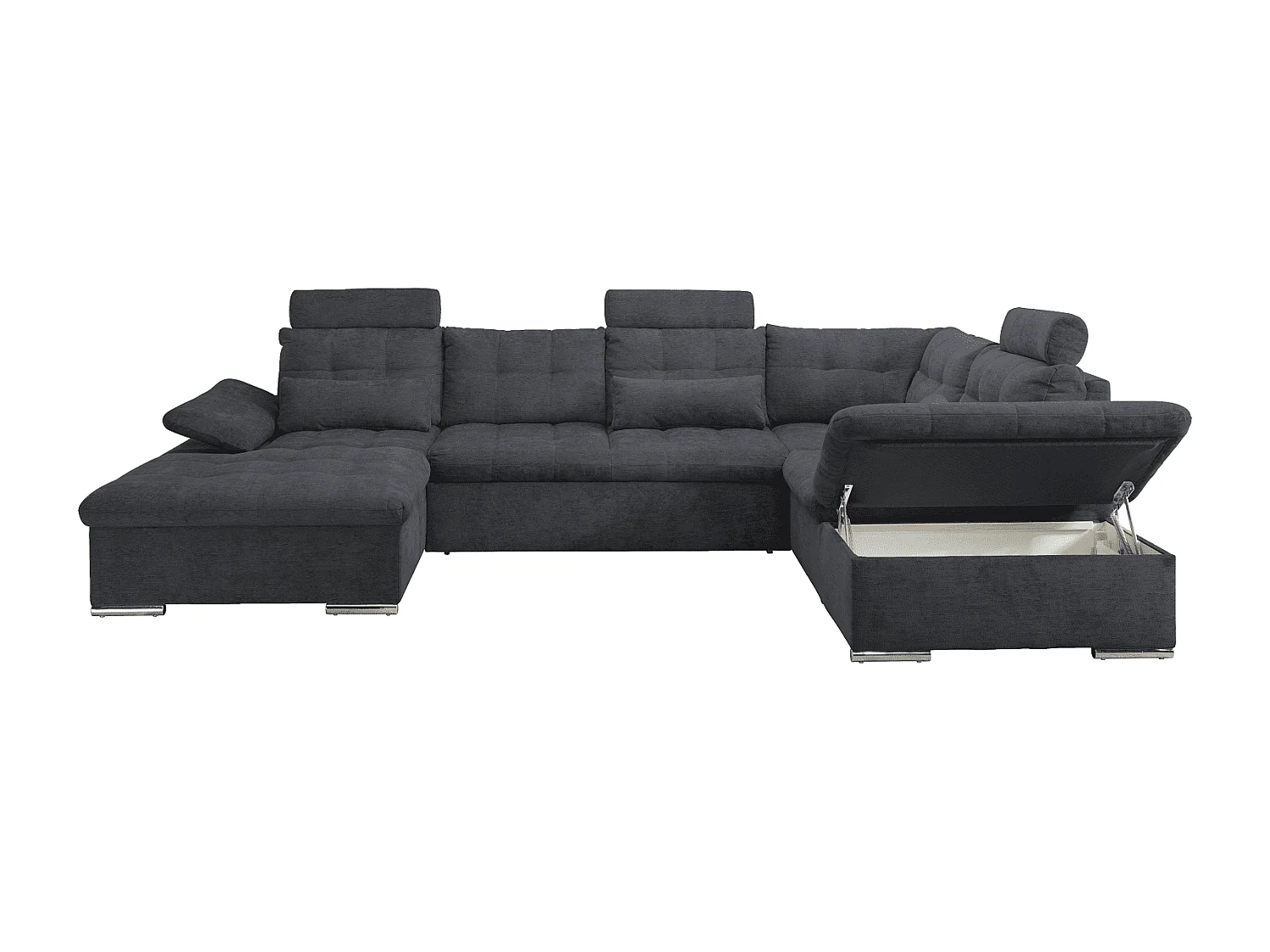 MYHOMELANDO Brest canapé panoramique – forme en U avec fonction couchage et coffre de rangement