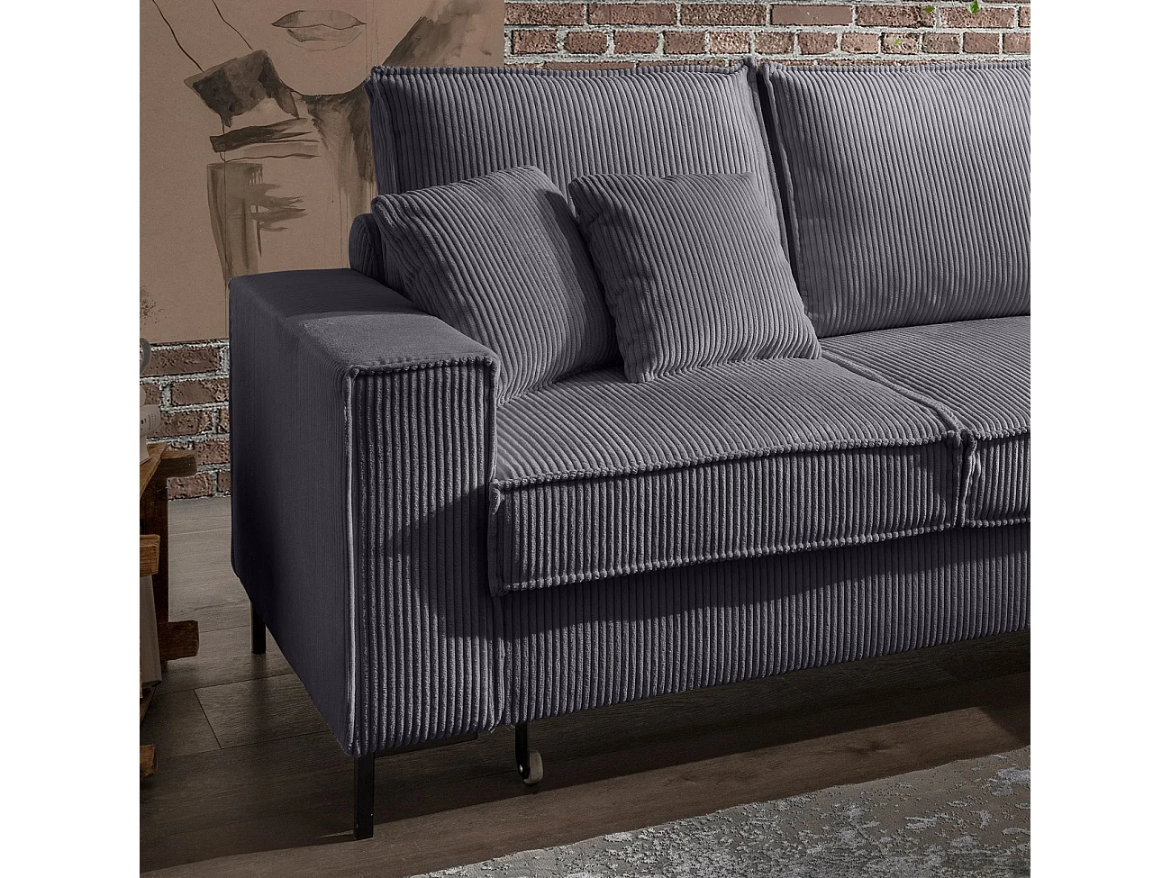 MYHOMELANDO Jerome hoekbank – L-vorm met slaapfunctie en opbergruimte, cordbekleding