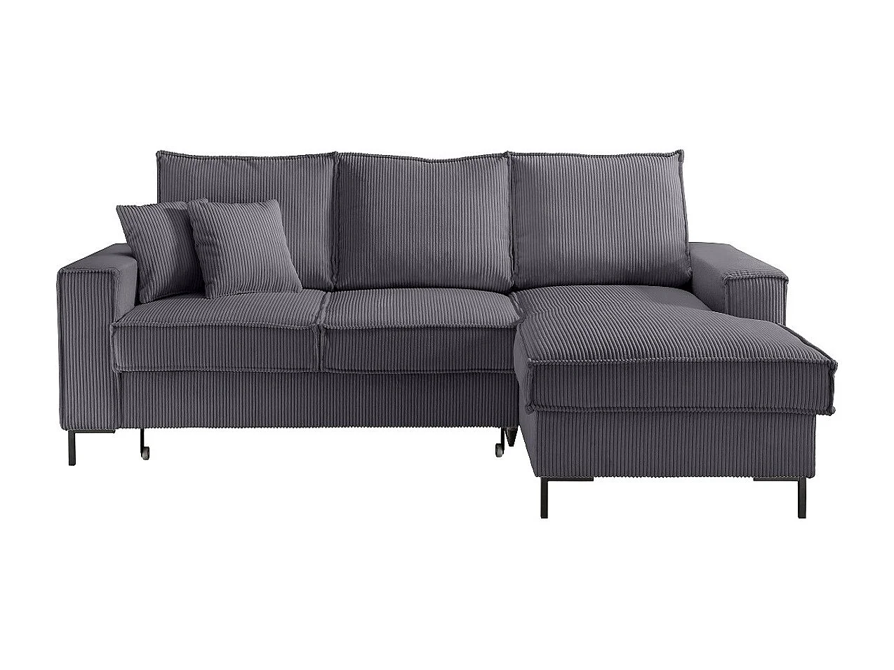 MYHOMELANDO Jerome hoekbank – L-vorm met slaapfunctie en opbergruimte, cordbekleding