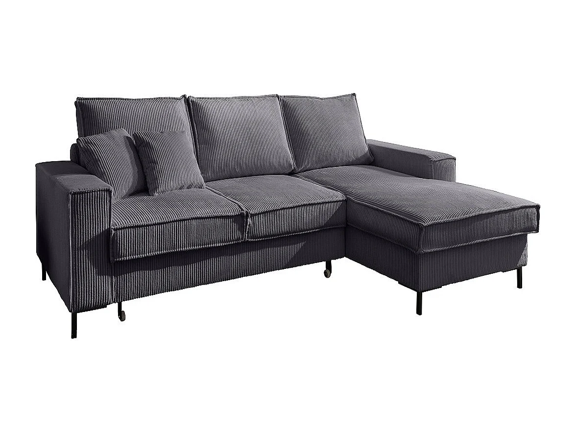 MYHOMELANDO Jerome hoekbank – L-vorm met slaapfunctie en opbergruimte, cordbekleding