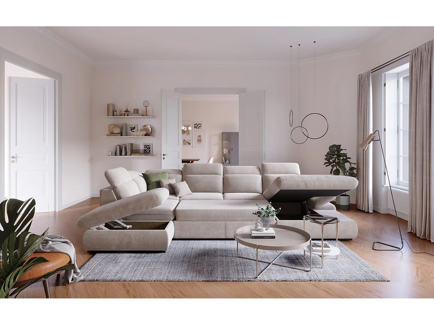 MYHOMELANDO Lorena woonlandschap – U-vorm met slaapfunctie en opbergruimte