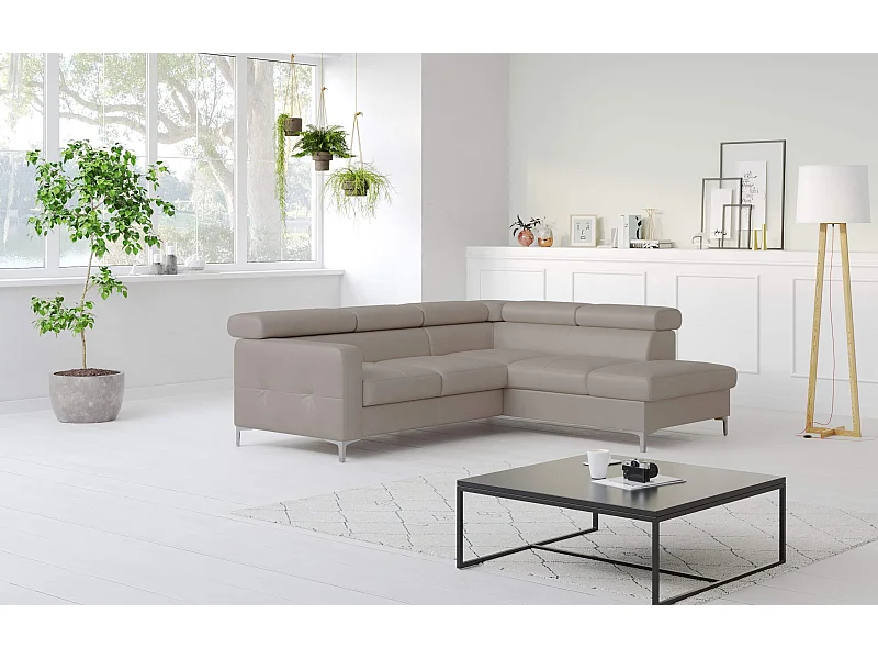 MYHOMELANDO Sammy echt leren hoekbank – L-vorm met slaapfunctie en opbergruimte