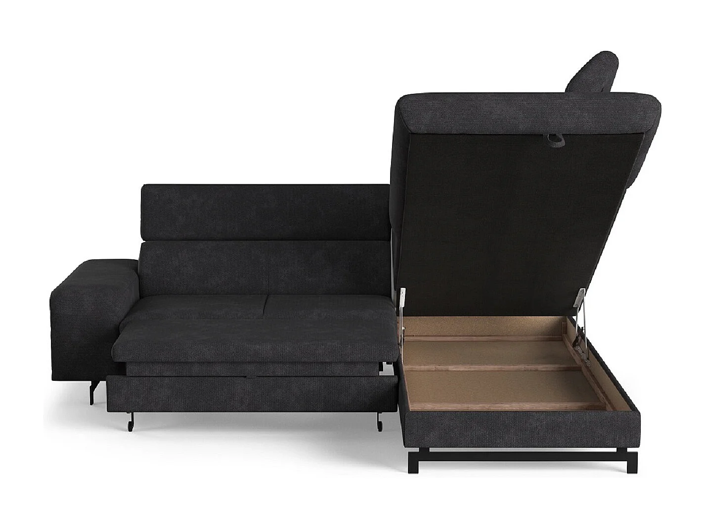 MYHOMELANDO Emma hoekbank – L-vorm met slaapfunctie en opbergruimte, verstelbare hoofdsteunen
